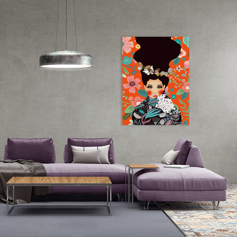 Illustration Undercover Maid Canvas Print Living Room Fashion Wall Art in Pastel Color Clearhalo 'Arts' 'Canvas Art' 1783138
