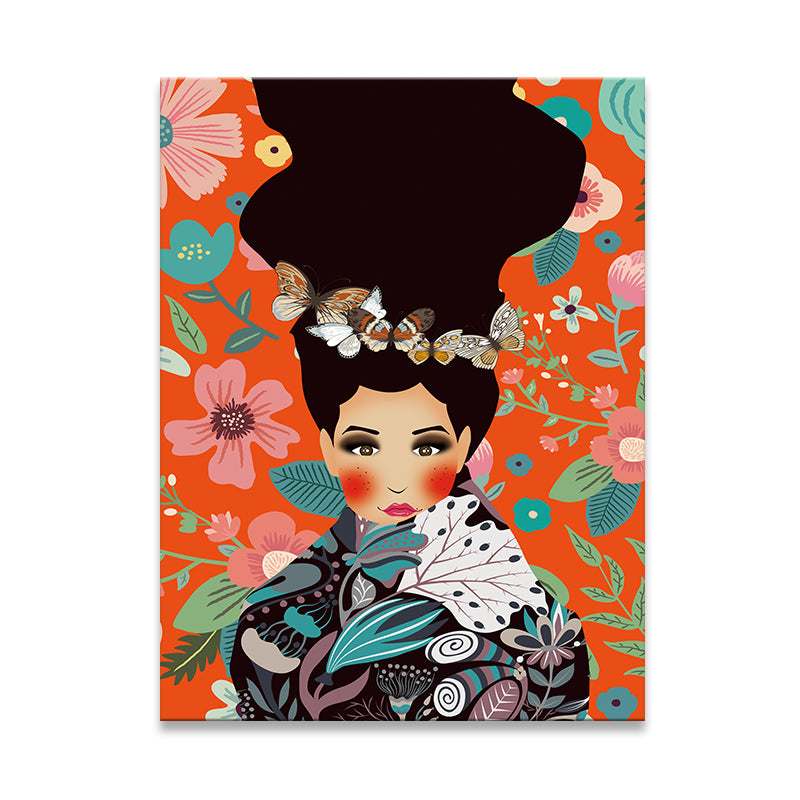 Illustration Undercover Maid Canvas Print Living Room Fashion Wall Art in Pastel Color Clearhalo 'Arts' 'Canvas Art' 1783140