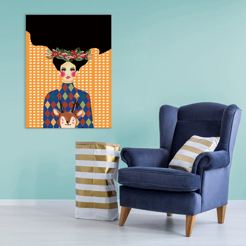 Illustrazione sotto copertura in tela di cameriera stampare soggiorno arte della moda in colore pastello