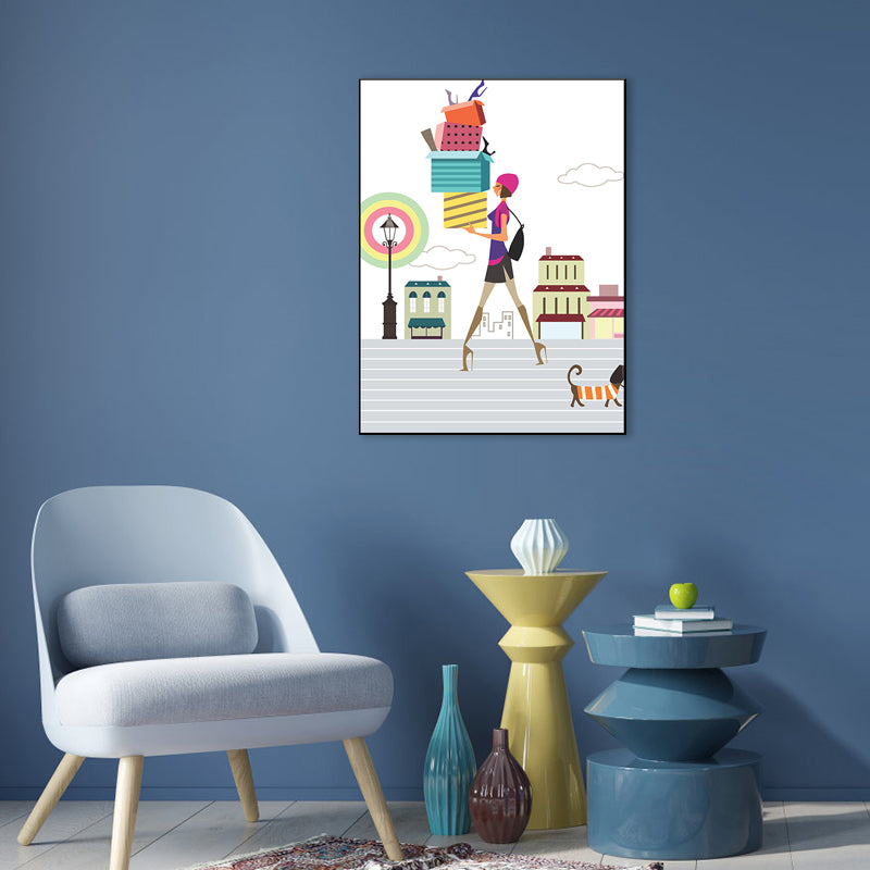 Donne urbane nordiche in tela stampare decorazioni da parete a colori pastello per soggiorno per soggiorno