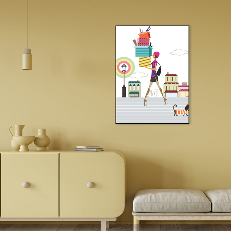 Donne urbane nordiche in tela stampare decorazioni da parete a colori pastello per soggiorno per soggiorno
