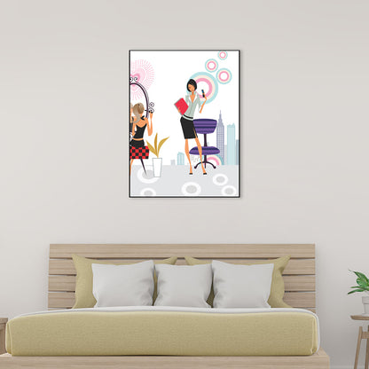 Nordic Urban Women Canvas Print Pastel Color Textured Wall Decor for Living Room Black Clearhalo 'Arts' 'Canvas Art' 1783156