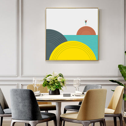 Illustration Geometric Scenery Canvas Art Bright Color Nordic Wall Decor for Dining Room Yellow Clearhalo 'Arts' 'Canvas Art' 1783160