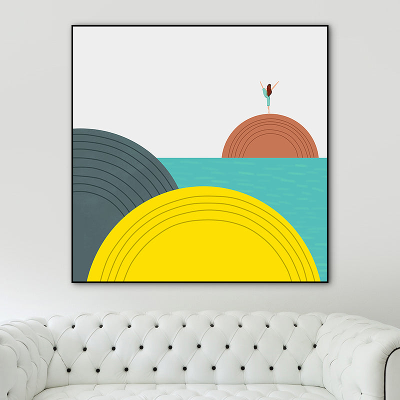 Illustration Geometric Scenery Canvas Art Bright Color Nordic Wall Decor for Dining Room Clearhalo 'Arts' 'Canvas Art' 1783161