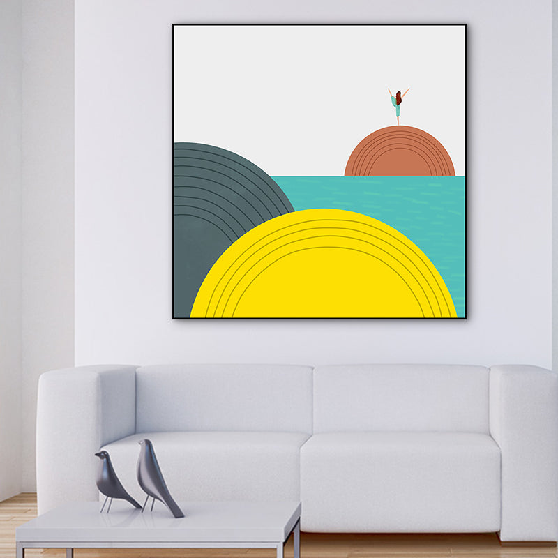 Illustration Geometric Scenery Canvas Art Bright Color Nordic Wall Decor for Dining Room Clearhalo 'Arts' 'Canvas Art' 1783162