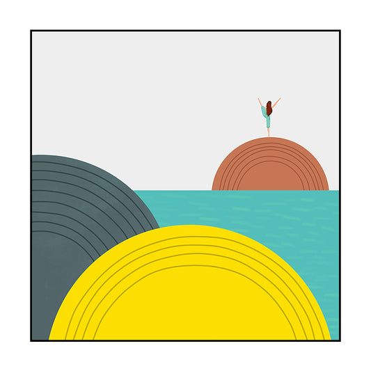 Ilustración de paisaje geométrico Arte de color brillante Decoración de pared nórdica para el comedor