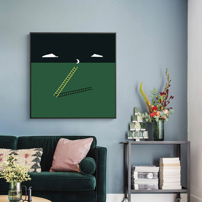 Green Minimalism Wall Art Illustration Scenery Canvas Print for House Interior, Multiple Sizes Dark Green Clearhalo 'Arts' 'Canvas Art' 1783168