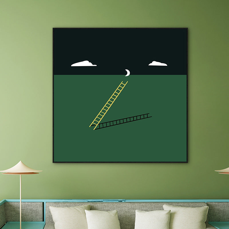 Minimalismo verde wall art illustration scenario tela stampa per interni domestici, dimensioni multiple