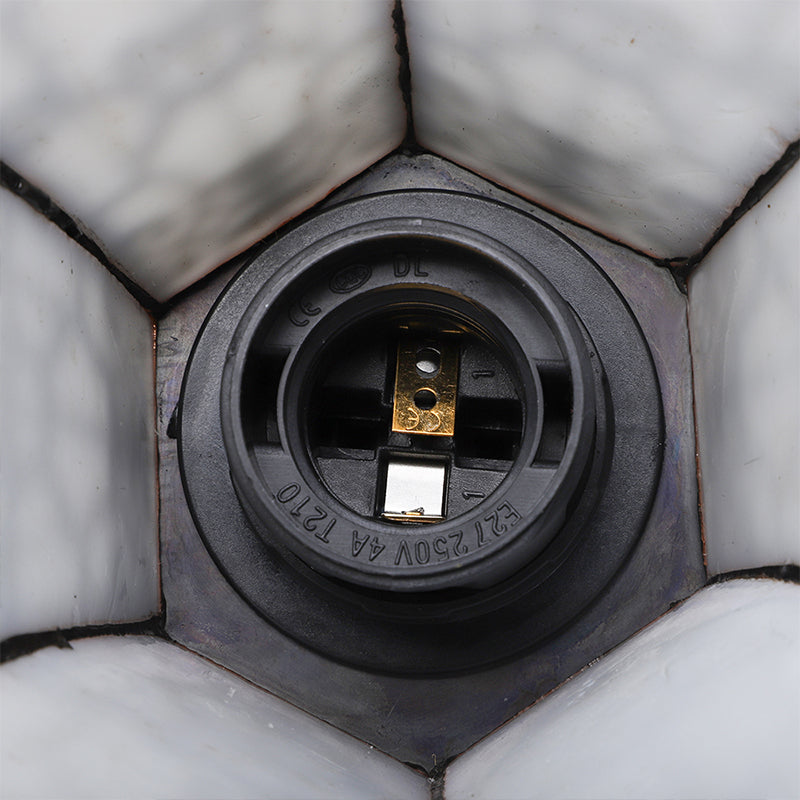 Art Glass Bell Wall Light with Carved Arm 1 Head Vintage Tiffany Wall Lamp in Black for Outdoor Clearhalo 'Industrial' 'Middle century wall lights' 'Tiffany wall lights' 'Tiffany' 'Wall Lamps & Sconces' 'Wall Lights' Lighting' 178317