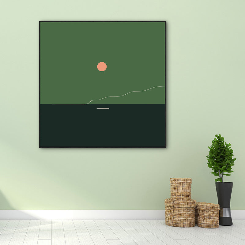 Green Minimalism Wall Art Illustration Scenery Canvas Print for House Interior, Multiple Sizes