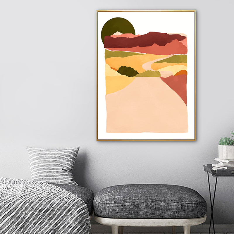 Paisaje nórdico de montaña lienzo pastel color arte de pared texturizado para sala de estar