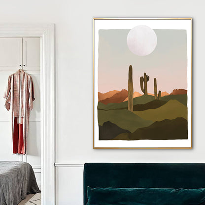 Nordic Scenery Mountain Landscape Canvas Pastel Color Textured Wall Art for Living Room Green Clearhalo 'Arts' 'Canvas Art' 1783189