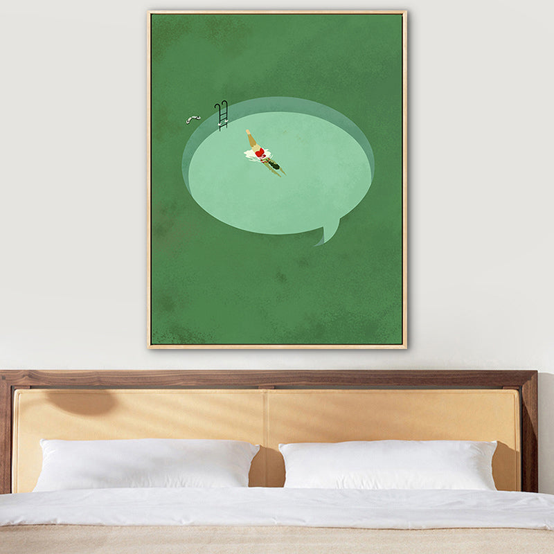 Pastel Swimming Pool Wall Art Sports Nordic Textured Canvas Print for Living Room Green Clearhalo 'Arts' 'Canvas Art' 1783220
