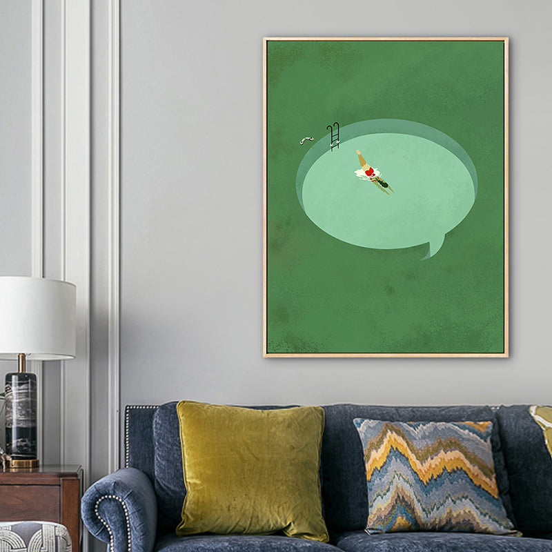 Pastel Swimming Pool Wall Art Sports Nordic Textured Canvas Print for Living Room Clearhalo 'Arts' 'Canvas Art' 1783221