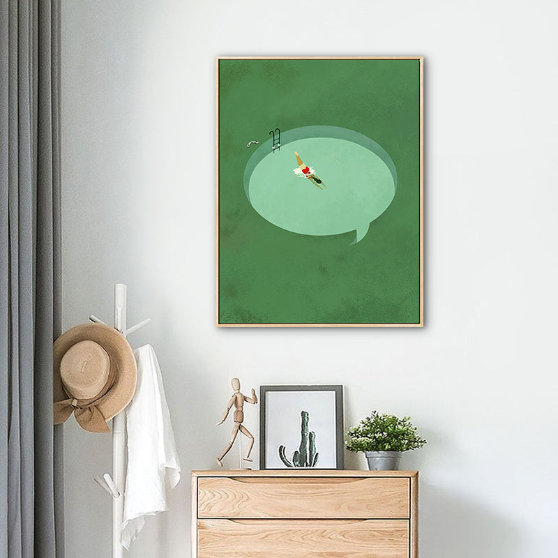 Pastel Swimming Pool Wall Art Sports Nordic Textured Canvas Print for Living Room Clearhalo 'Arts' 'Canvas Art' 1783222