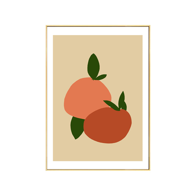 Illustration Nordic Canvas Wall Art with Fruits Pattern in Orange on Beige for Home Clearhalo 'Arts' 'Canvas Art' 1783227