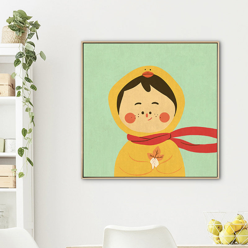 Kids Winter Clothing Wall Art Canvas Textured Soft Color Wall Decor for Kindergarten Clearhalo 'Art Gallery' 'Canvas Art' 'Kids' Arts' 1783247