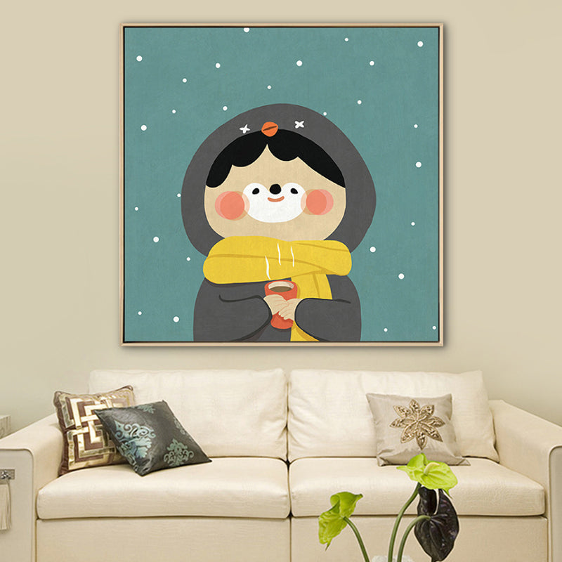 Kids Winter Clothing Wall Art Canvas Textured Soft Color Wall Decor for Kindergarten Grey Clearhalo 'Art Gallery' 'Canvas Art' 'Kids' Arts' 1783252