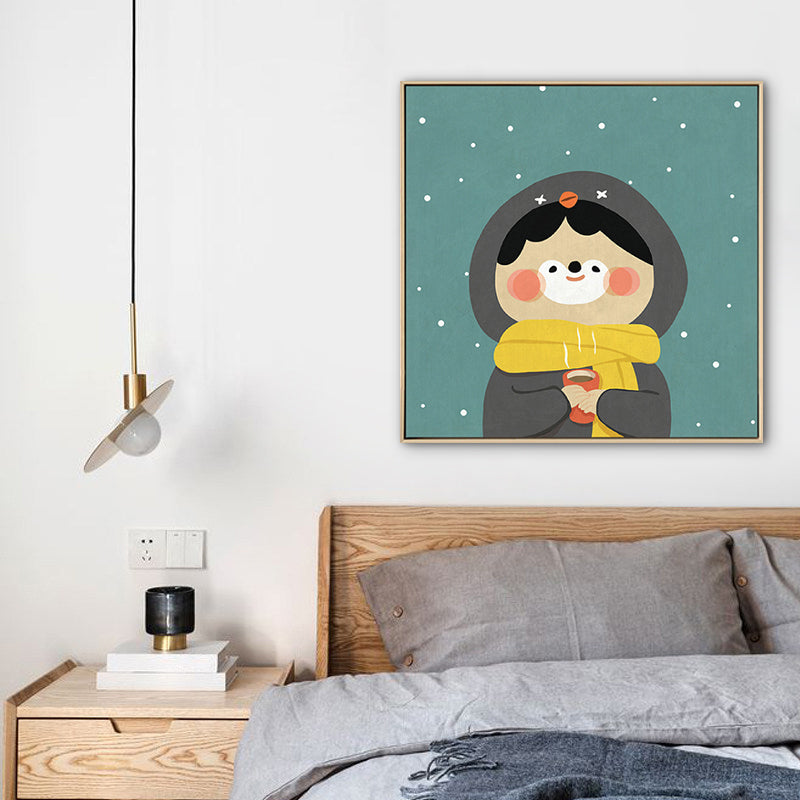 Kids Winter Clothing Wall Art Canvas Textured Soft Color Wall Decor for Kindergarten Clearhalo 'Art Gallery' 'Canvas Art' 'Kids' Arts' 1783253