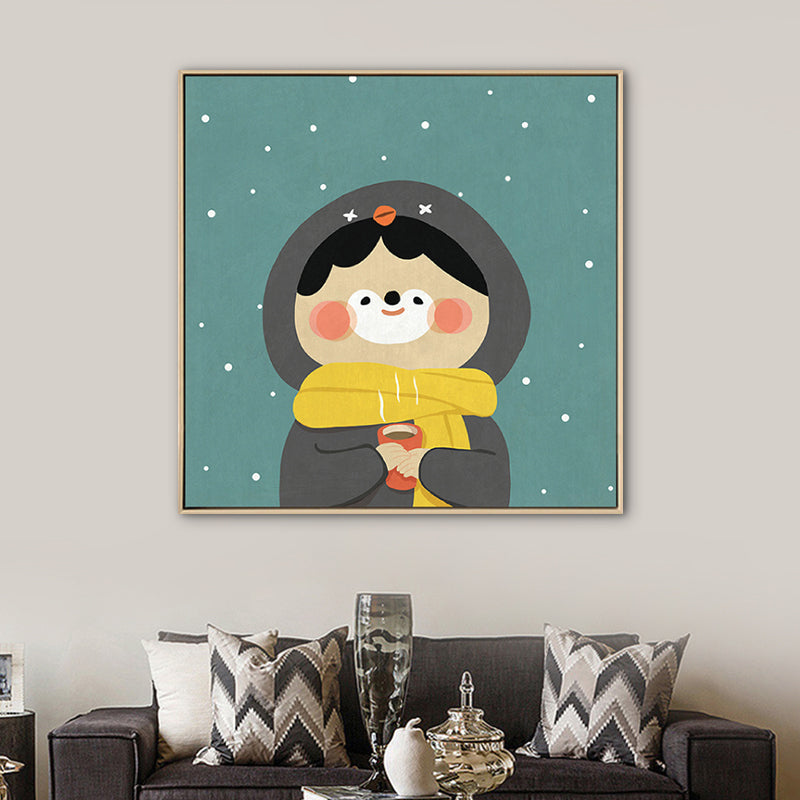 Kids Winter Clothing Wall Art Canvas Textured Soft Color Wall Decor for Kindergarten Clearhalo 'Art Gallery' 'Canvas Art' 'Kids' Arts' 1783254