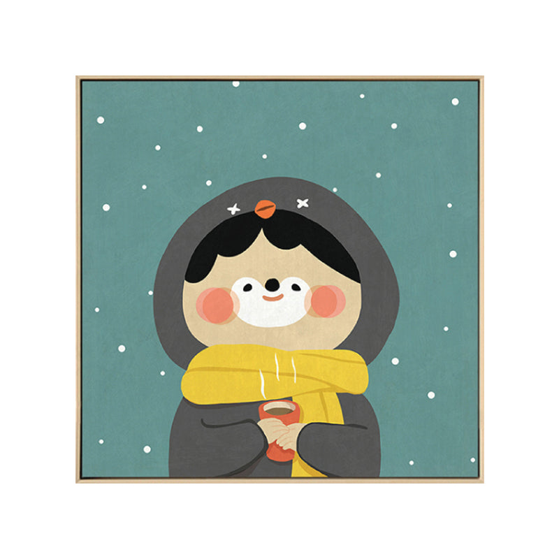 Kids Winter Clothing Wall Art Canvas Textured Soft Color Wall Decor for Kindergarten Clearhalo 'Art Gallery' 'Canvas Art' 'Kids' Arts' 1783255