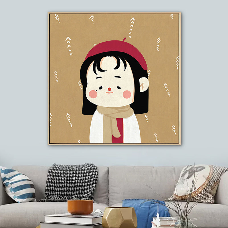 Kids Winter Clothing Wall Art Canvas Textured Soft Color Wall Decor for Kindergarten Clearhalo 'Art Gallery' 'Canvas Art' 'Kids' Arts' 1783257