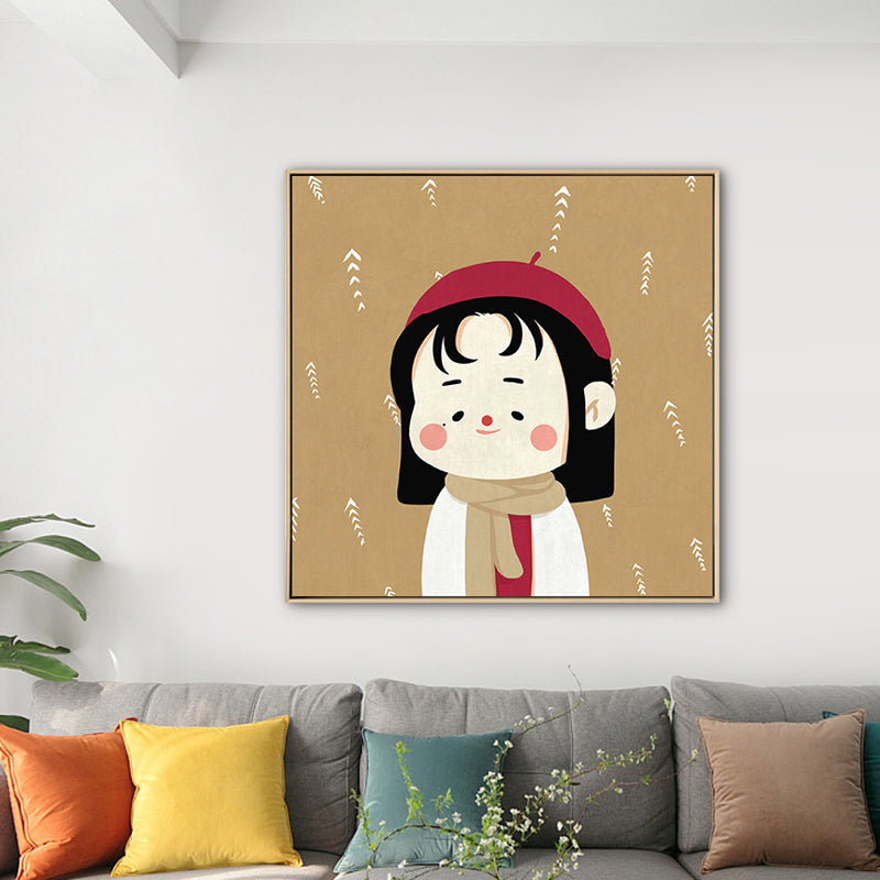 Kids Winter Clothing Wall Art Canvas Textured Soft Color Wall Decor for Kindergarten Clearhalo 'Art Gallery' 'Canvas Art' 'Kids' Arts' 1783258