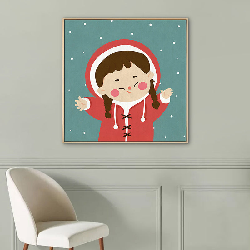 Kids Winter Clothing Wall Art Canvas Textured Soft Color Wall Decor for Kindergarten Clearhalo 'Art Gallery' 'Canvas Art' 'Kids' Arts' 1783261