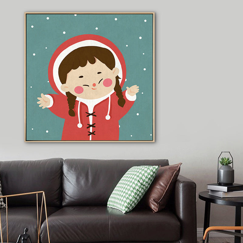 Kids Winter Clothing Wall Art Canvas Textured Soft Color Wall Decor for Kindergarten Clearhalo 'Art Gallery' 'Canvas Art' 'Kids' Arts' 1783262