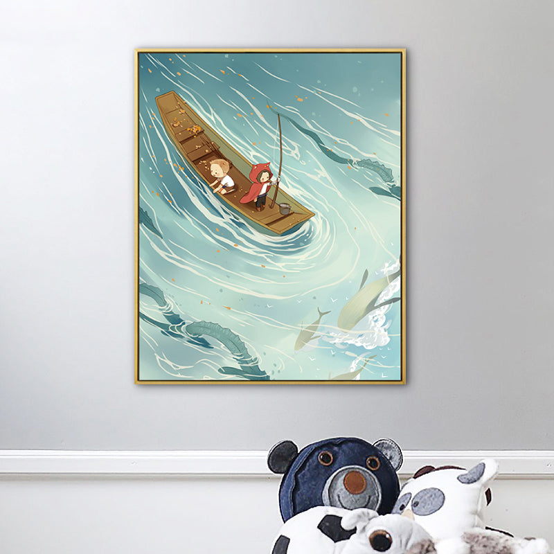 Childrens Art Excursion Wall Decor Light Color Textured Canvas Print for Baby Room Blue Clearhalo 'Art Gallery' 'Canvas Art' 'Kids' Arts' 1783271