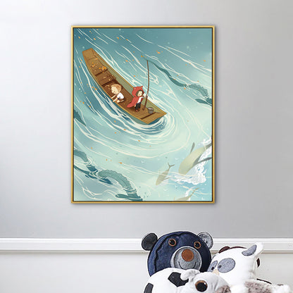 Childrens Art Excursion Wall Decor Light Color Textured Canvas Print for Baby Room Blue Clearhalo 'Art Gallery' 'Canvas Art' 'Kids' Arts' 1783271