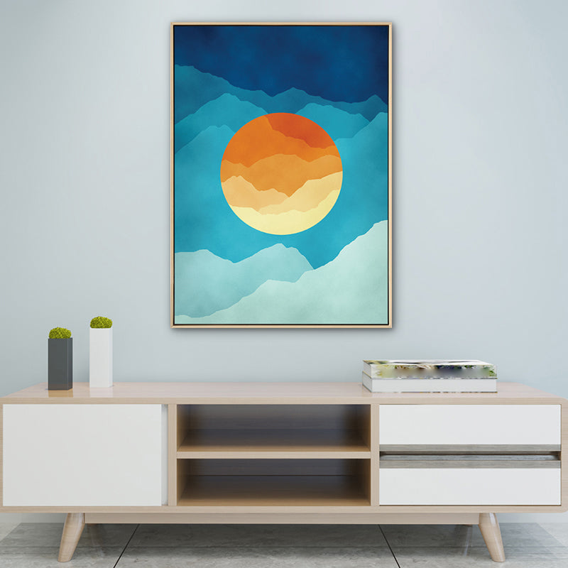Cloudy Full Moon Night Canvas Kids Style Textured Bedroom Wall Art Decor in Soft Color Clearhalo 'Art Gallery' 'Canvas Art' 'Kids' Arts' 1783283