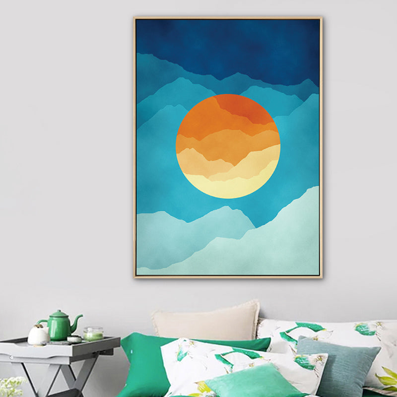 Cloudy Full Moon Night Canvas Kids Style Textured Bedroom Wall Art Decor in Soft Color Clearhalo 'Art Gallery' 'Canvas Art' 'Kids' Arts' 1783284