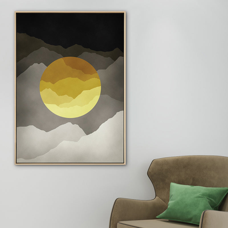 Cloudy Full Moon Night Canvas Kids Style Textured Bedroom Wall Art Decor in Soft Color Grey Clearhalo 'Art Gallery' 'Canvas Art' 'Kids' Arts' 1783288