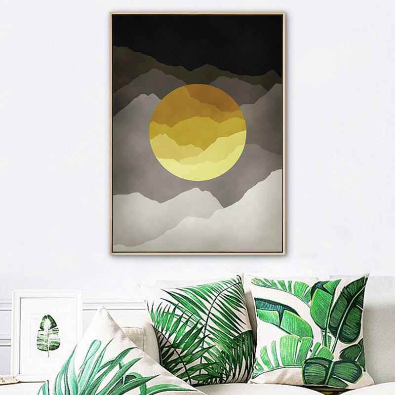 Cloudy Full Moon Night Canvas Kids Style Textured Bedroom Wall Art Decor in Soft Color Clearhalo 'Art Gallery' 'Canvas Art' 'Kids' Arts' 1783289