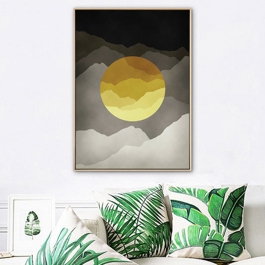 Cloudy Full Moon Night Canvas Kids Style Textured Bedroom Wall Art Decor in Soft Color Clearhalo 'Art Gallery' 'Canvas Art' 'Kids' Arts' 1783289