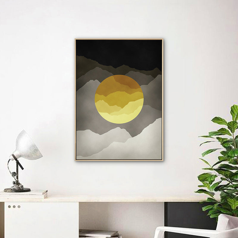 Cloudy Full Moon Night Canvas Kids Style Textured Bedroom Wall Art Decor in Soft Color Clearhalo 'Art Gallery' 'Canvas Art' 'Kids' Arts' 1783290