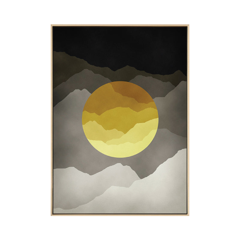 Cloudy Full Moon Night Canvas Kids Style Textured Bedroom Wall Art Decor in Soft Color Clearhalo 'Art Gallery' 'Canvas Art' 'Kids' Arts' 1783291