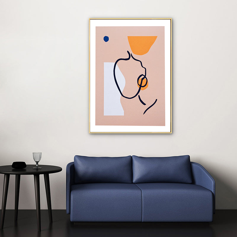 Soft Color Face Outline Canvas Print Abstract Drawing Nordic Living Room Wall Art Decor Clearhalo 'Arts' 'Canvas Art' 1783307