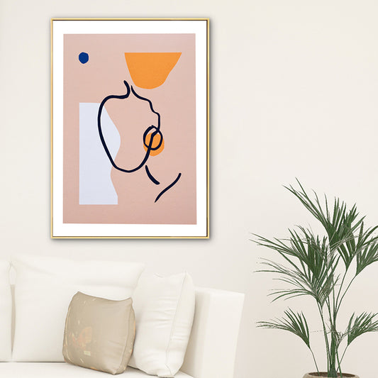 Soft Color Face Outline Canvas Print Abstract Drawing Nordic Living Room Wall Art Decor Clearhalo 'Arts' 'Canvas Art' 1783308