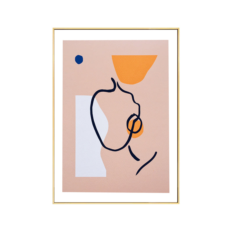 Soft Color Face Outline Canvas Print Abstract Drawing Nordic Living Room Wall Art Decor Clearhalo 'Arts' 'Canvas Art' 1783309