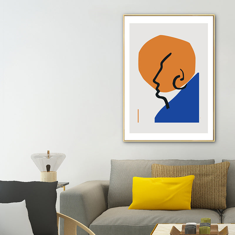 Soft Color Face Outline Canvas Print Abstract Drawing Nordic Living Room Wall Art Decor Clearhalo 'Arts' 'Canvas Art' 1783315