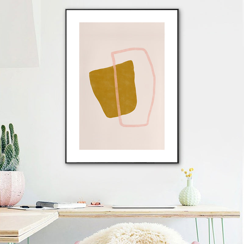 Minimalist Geometric Wall Art Print Yellow and Pink Textured Canvas for Living Room - Yellow - Clearhalo - 'Arts' - 'Canvas Art' - 1783332
