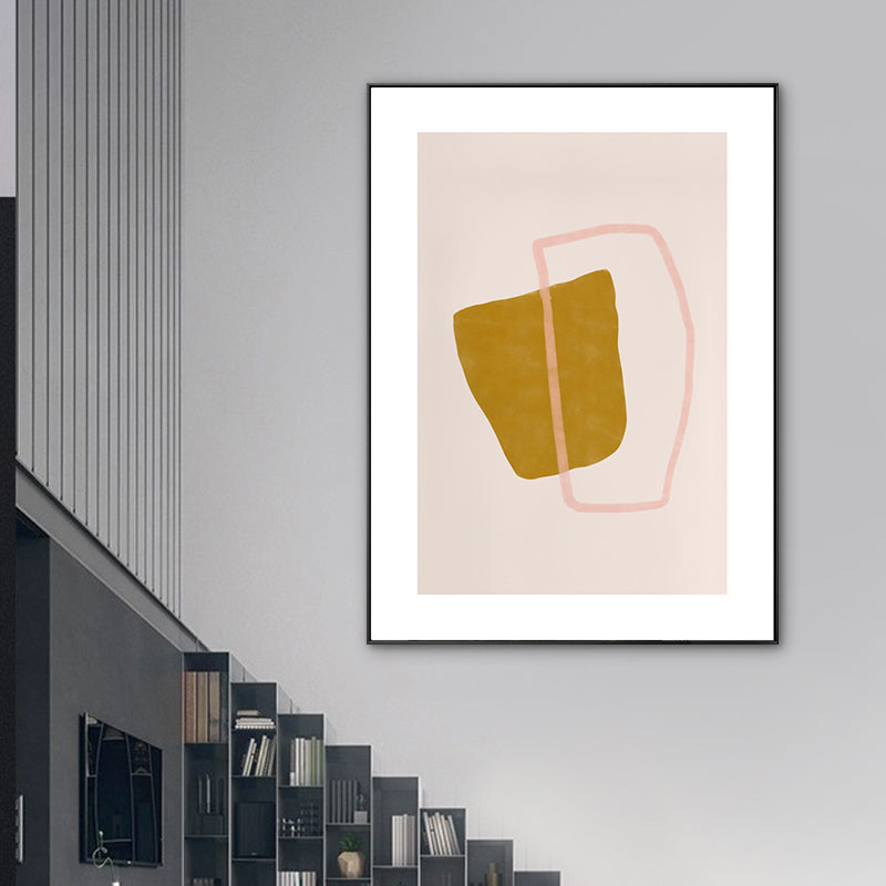 Minimalist Geometric Wall Art Print Yellow and Pink Textured Canvas for Living Room - Clearhalo - 'Arts' - 'Canvas Art' - 1783334