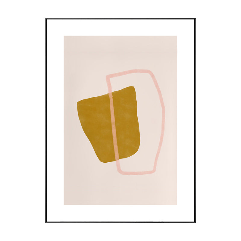Minimalist Geometric Wall Art Print Yellow and Pink Textured Canvas for Living Room - Clearhalo - 'Arts' - 'Canvas Art' - 1783335