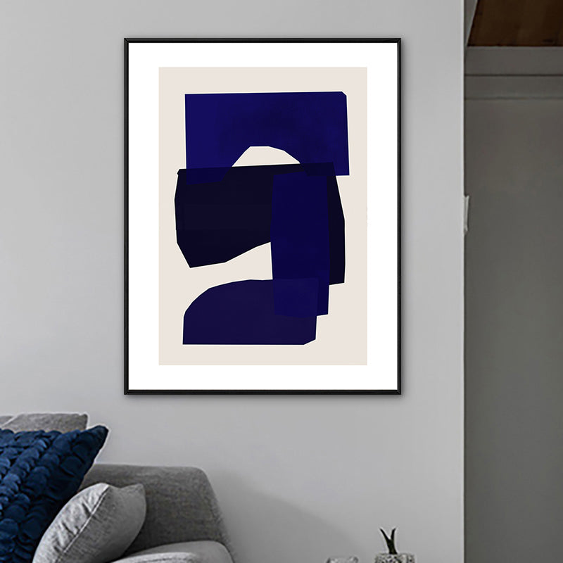 Canvas Textured Art Print Minimalistic Abstract Wall Decor in Dark Color for Bedroom Blue Clearhalo 'Arts' 'Canvas Art' 1783373
