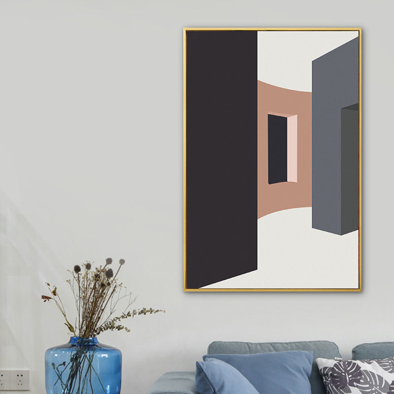 House Interior View Wall Art Living Room Architecture Drawing Canvas in Soft Color for Decor Black Clearhalo 'Arts' 'Canvas Art' 1783394