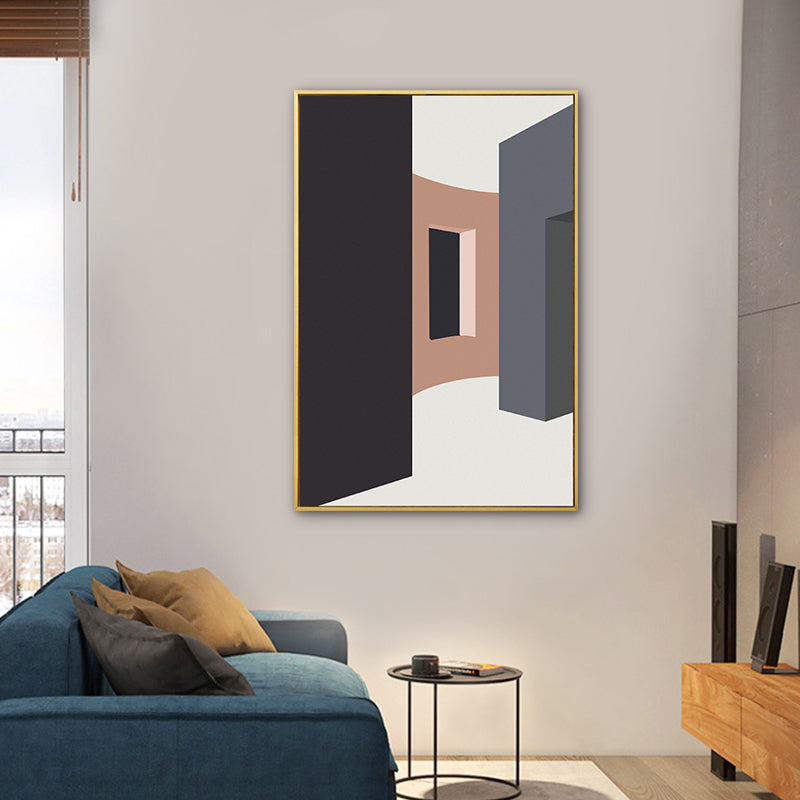House Interior View Wall Art Living Room Architecture Drawing Canvas in Soft Color for Decor Clearhalo 'Arts' 'Canvas Art' 1783395