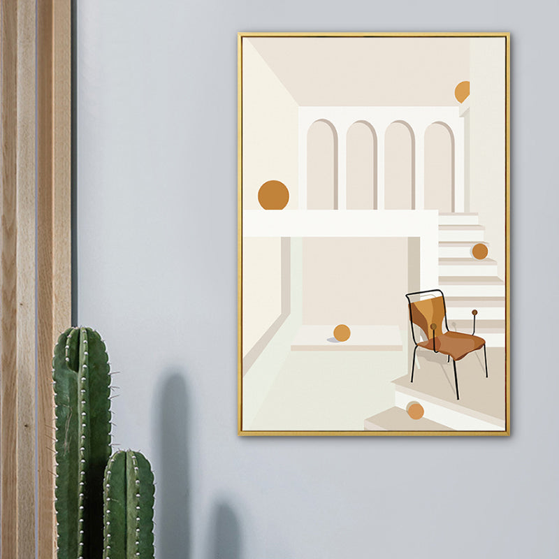 House Interior View Wall Art Living Room Architecture Drawing Canvas in Soft Color for Decor Clearhalo 'Arts' 'Canvas Art' 1783402