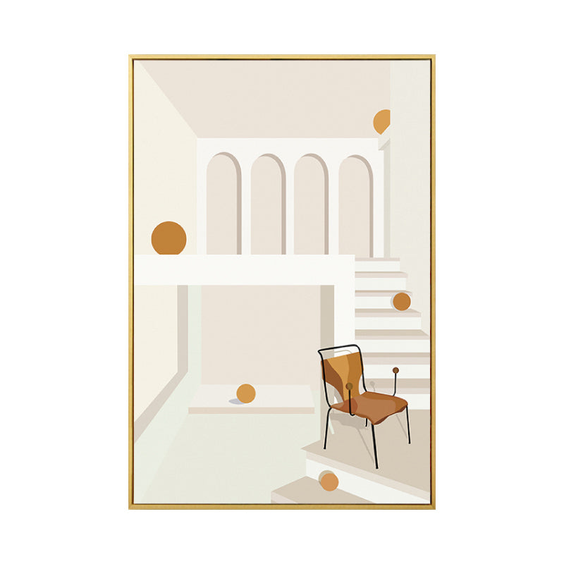 House Interior View Wall Art Living Room Architecture Drawing Canvas in Soft Color for Decor Clearhalo 'Arts' 'Canvas Art' 1783404